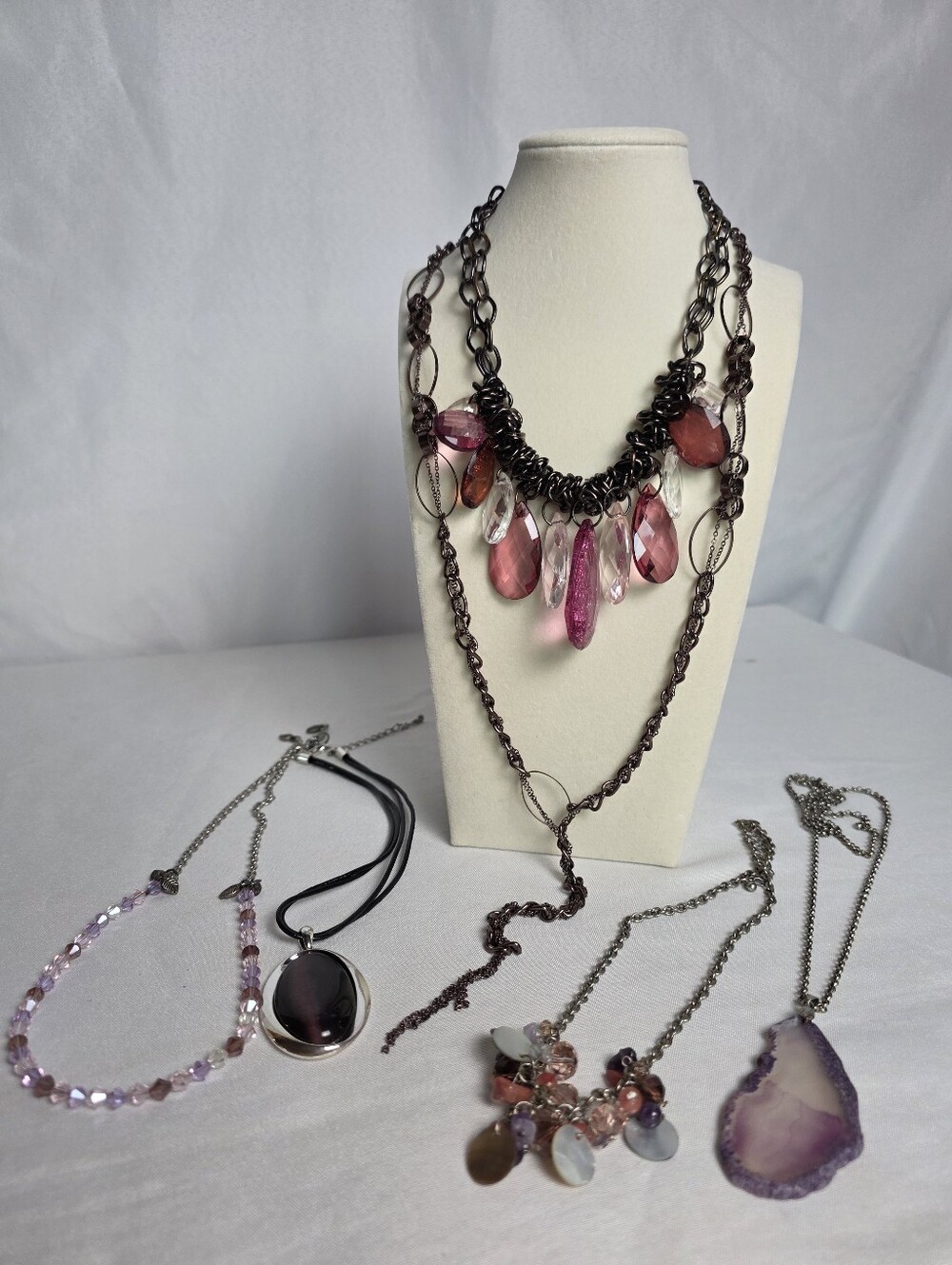 Curated Lot Of 6 Dark Romantic Fairycore Purple/Pink Layering Necklaces